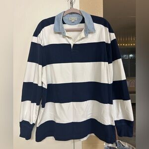 J. Crew Men's Navy and White Striped Shirt